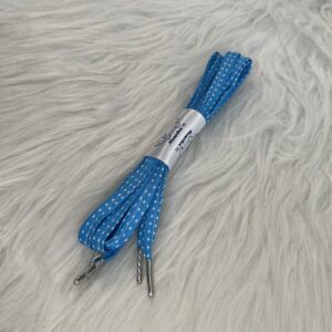 Lacet en polyester bleu à pois blanc