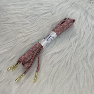 Lacet en coton fleuris vieux rose