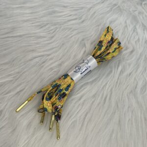 Lacet en polyester jaune noeuds bleus