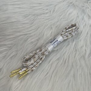 Lacet en coton blanc avec pommes et oiseaux beiges