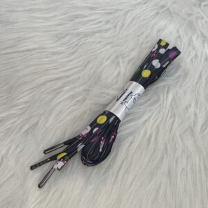 Lacet en polyester noir avec pois de couleurs