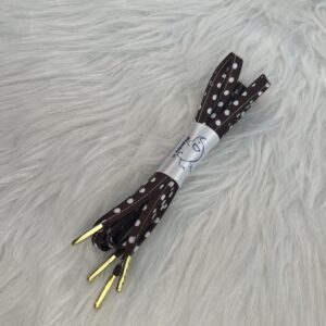 Lacet en polyester brun à pois blancs