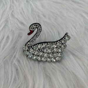 Bijou en strass pour chaussure cygne argenté