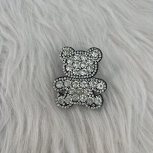 Bijou en strass pour chaussure ourson argenté