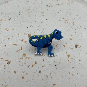 Bijou en silicone pour chaussure dinosaure bleu tirex