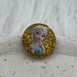 Bijou en résine pour chaussure princesse rond doré