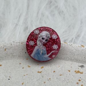 Bijou en résine pour chaussure princesse rond rose fuchsia 3